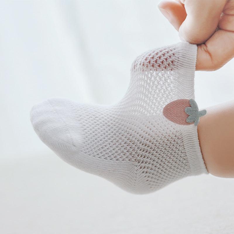 🧦 Tiny Toes, Big Comfort – Breathable Mesh Summer Socks for Newborns (3 Pairs) - Babyzy