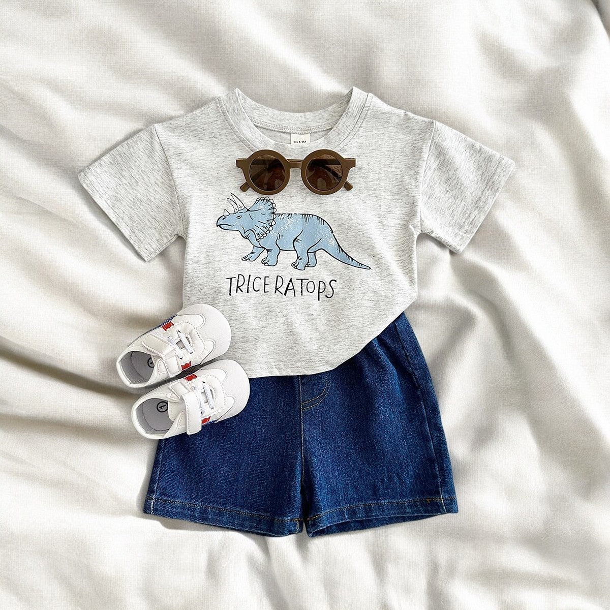 Dino Days – 2-Piece Baby T-Shirt & Denim Shorts Outfit