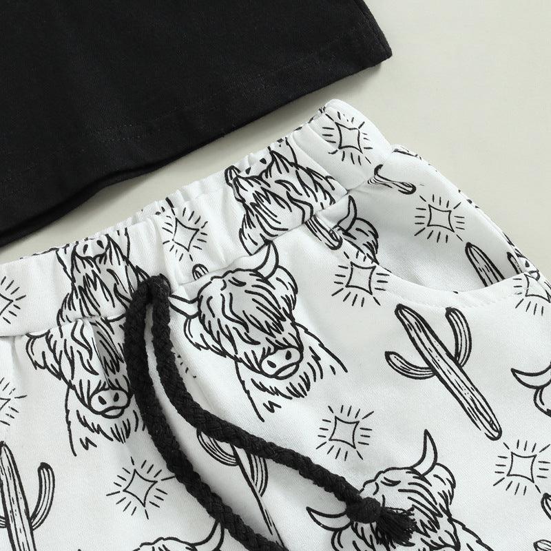 Moo-d Maker – 2-Piece Cow Print T-Shirt & Shorts Set for Kids - Babyzy