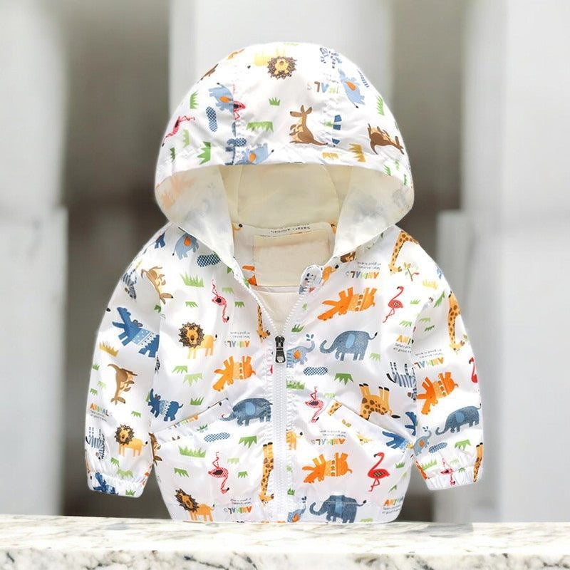 Rawr & Roam – Cartoon Dinosaur Zip-Up Jacket for Kids