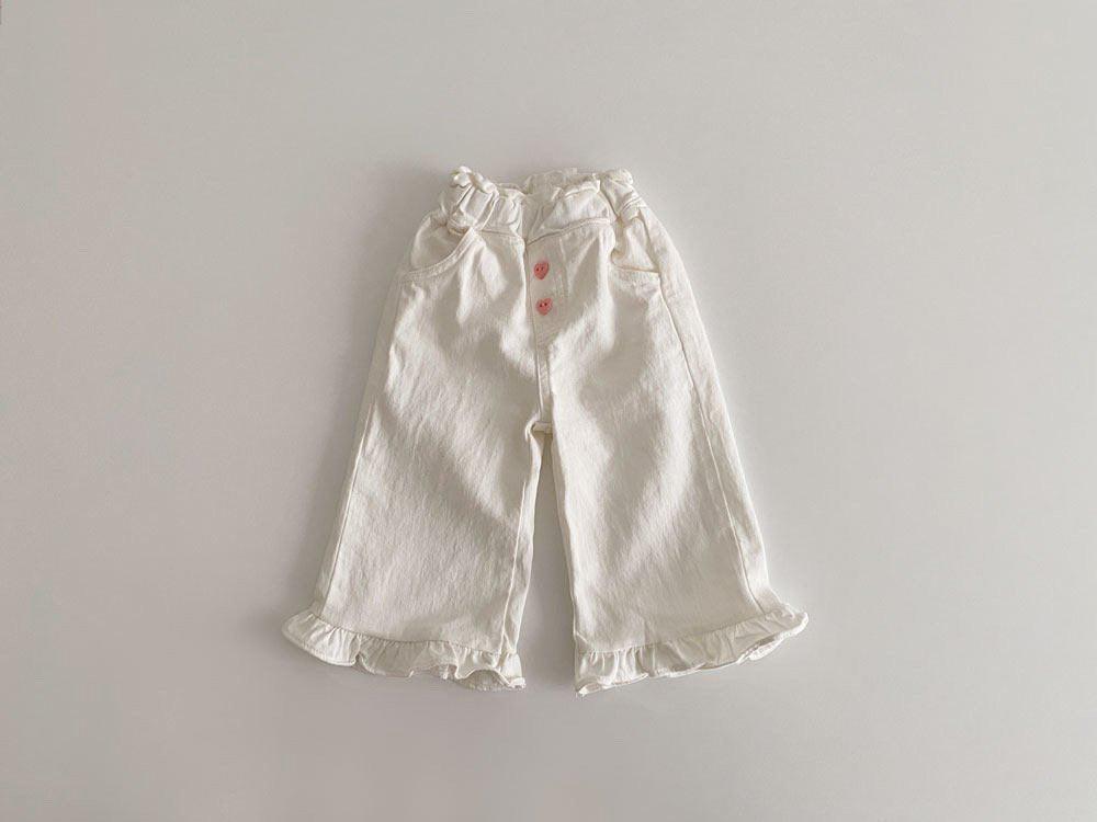 Spring Baby Girls' Retro Wooden Ear Casual Lace Wide-leg Pants Children Fashion Pants - Babyzy