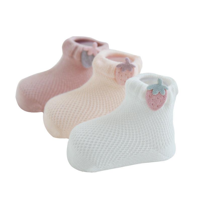 🧦 Tiny Toes, Big Comfort – Breathable Mesh Summer Socks for Newborns (3 Pairs) - Babyzy