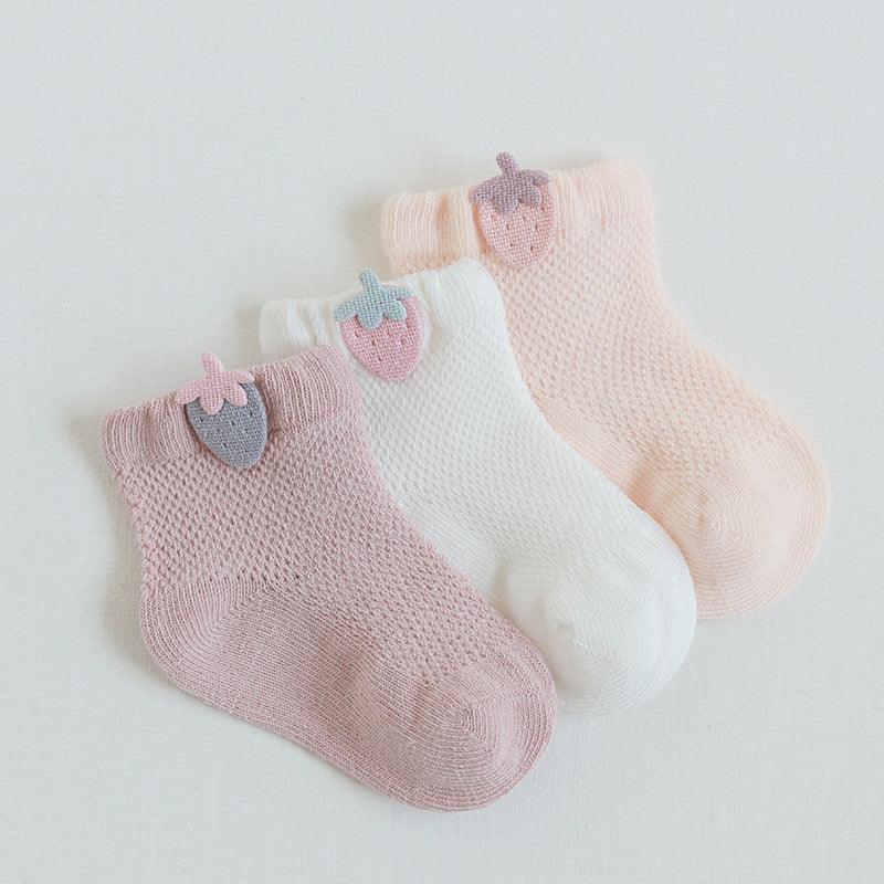 🧦 Tiny Toes, Big Comfort – Breathable Mesh Summer Socks for Newborns (3 Pairs) - Babyzy
