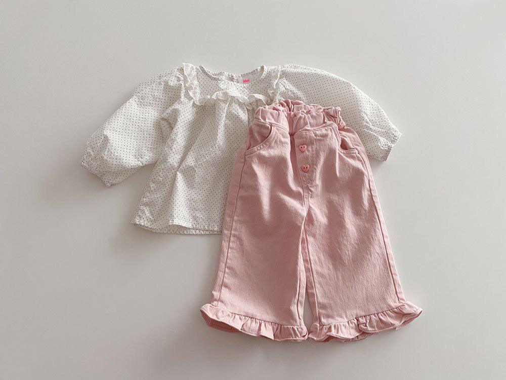 Spring Baby Girls' Retro Wooden Ear Casual Lace Wide-leg Pants Children Fashion Pants - Babyzy