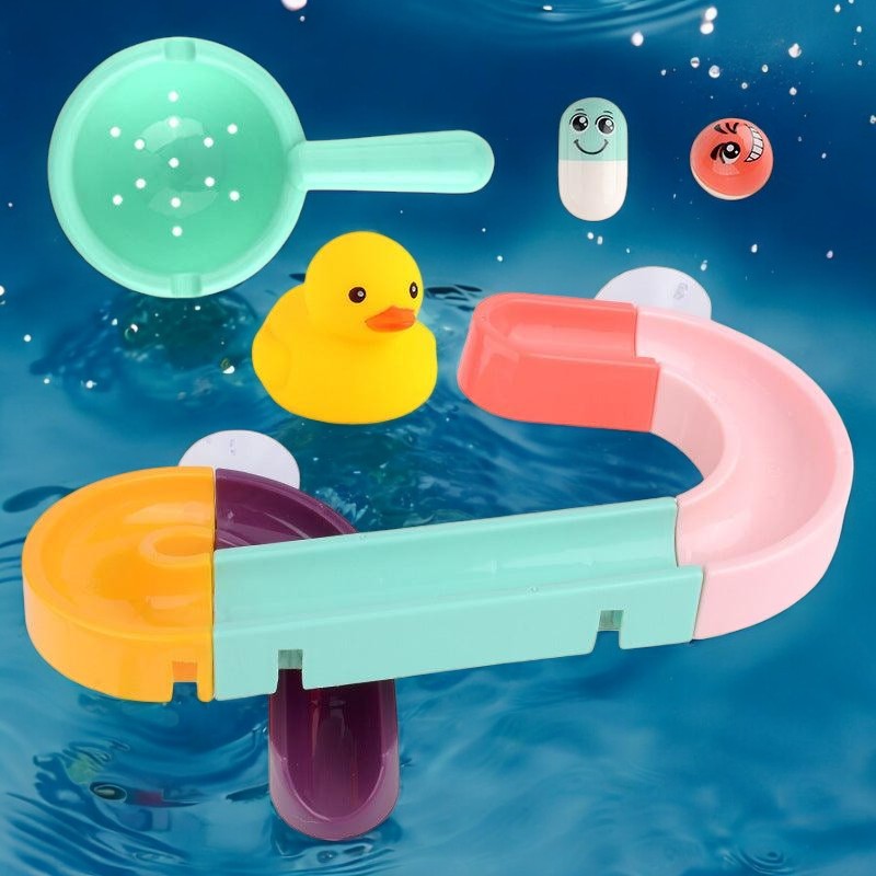 Make Bath Time Awesome! Suction Cup Marble Run Race Track Toy ๐๐