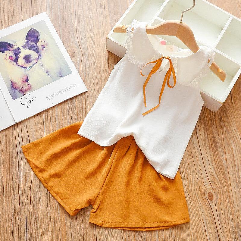 Sweetheart Style – 2-Piece Suspender Skirt & T-Shirt Set for Girls - Babyzy