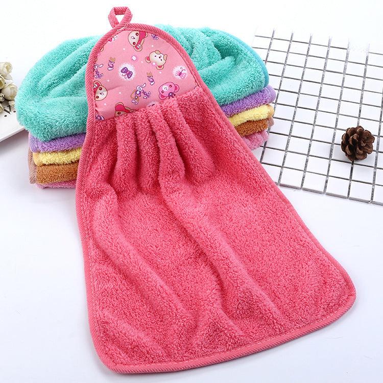 Water quick-drying hanging coral fleece hand towel - Babyzy