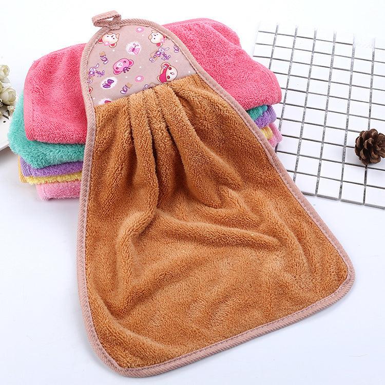 Water quick-drying hanging coral fleece hand towel - Babyzy