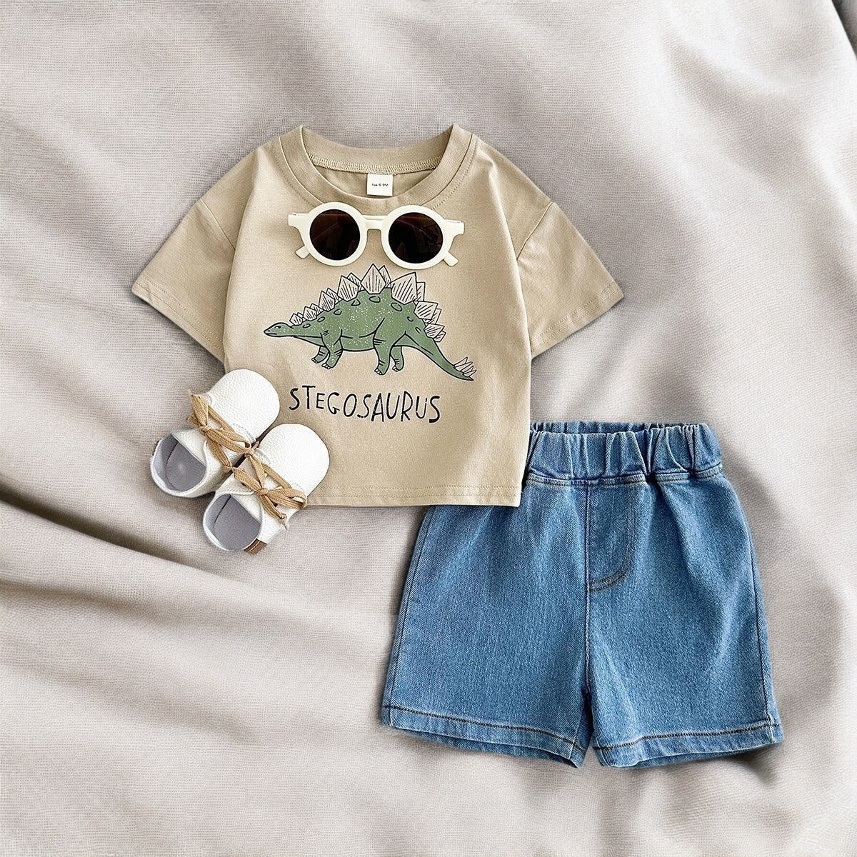 Dino Days – 2-Piece Baby T-Shirt & Denim Shorts Outfit