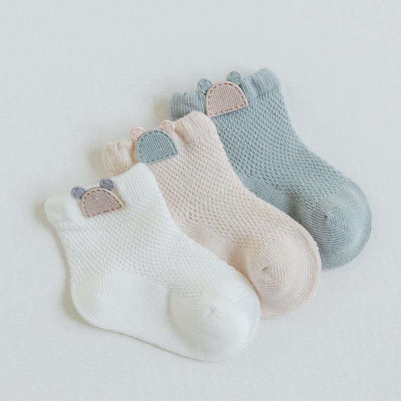 🧦 Tiny Toes, Big Comfort – Breathable Mesh Summer Socks for Newborns (3 Pairs) - Babyzy