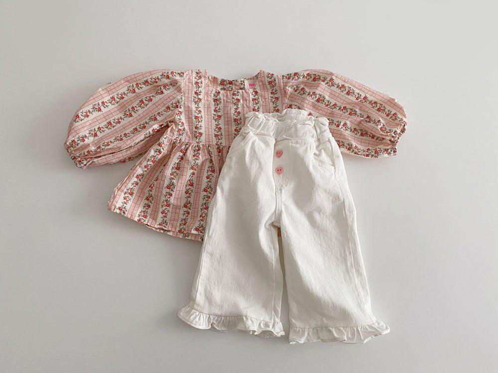 Spring Baby Girls' Retro Wooden Ear Casual Lace Wide-leg Pants Children Fashion Pants - Babyzy