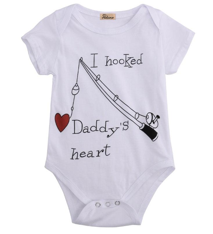 Aww! "I Hooked Daddy's Heart" Baby Romper - Perfect Gift for Dad! ❤️🎣 - Babyzy