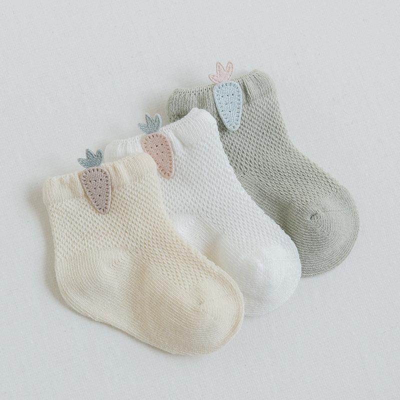 🧦 Tiny Toes, Big Comfort – Breathable Mesh Summer Socks for Newborns (3 Pairs) - Babyzy