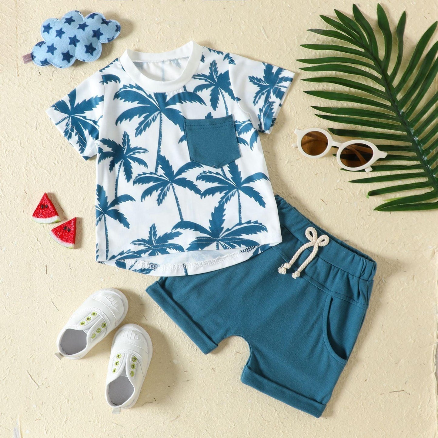 🌴 Tropic Explorer Set – Sports-Style T-Shirt & Shorts for Kids (Bold Jungle Print) - Babyzy