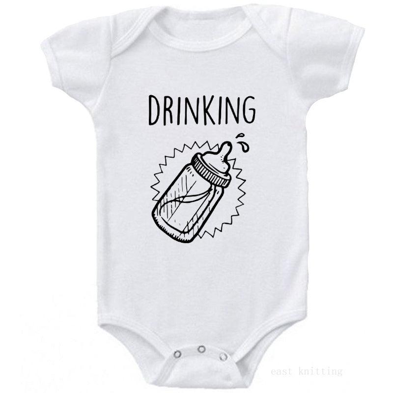 So Cute! ๐ผ Playful Bottle Print Summer Romper for Newborns - Babyzy