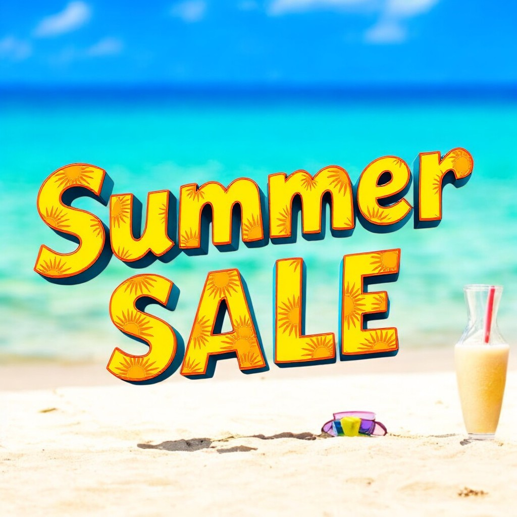 Summer Sale now, Limited Stocks, Summer sale on a beach
