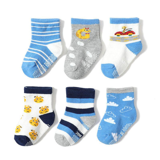 Grip & Giggle – Cartoon Non-Slip Floor Socks for Toddlers (12-pack) - Babyzy