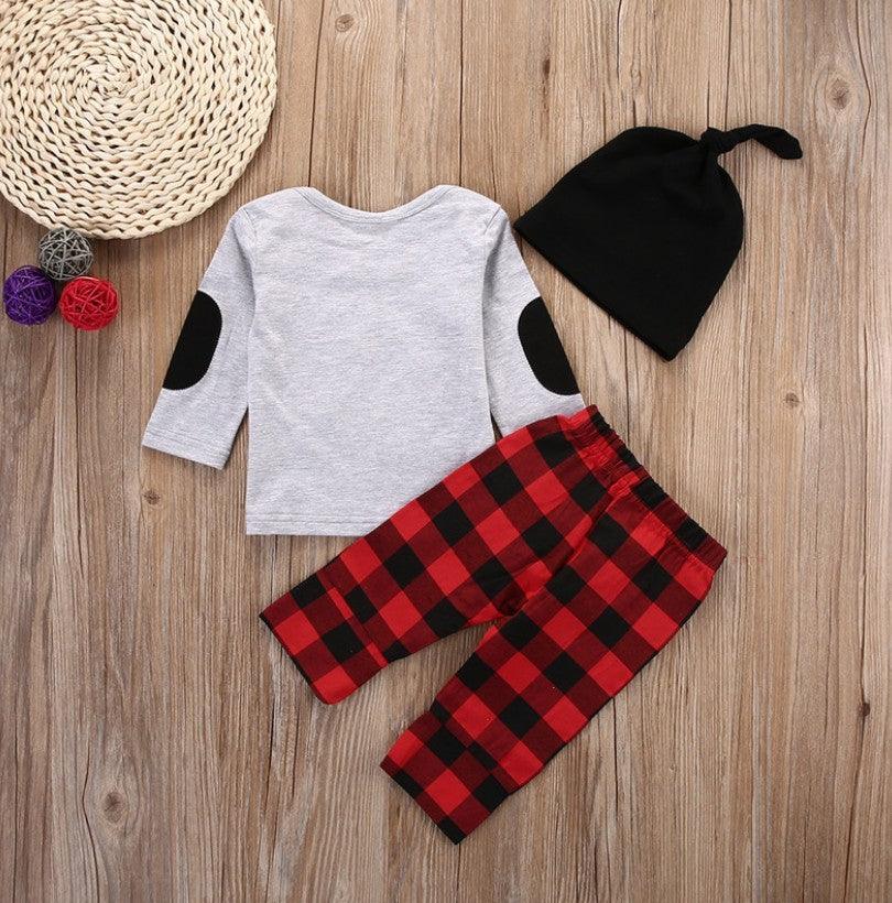 Plaid Moose 3-Pieces Set - Babyzy
