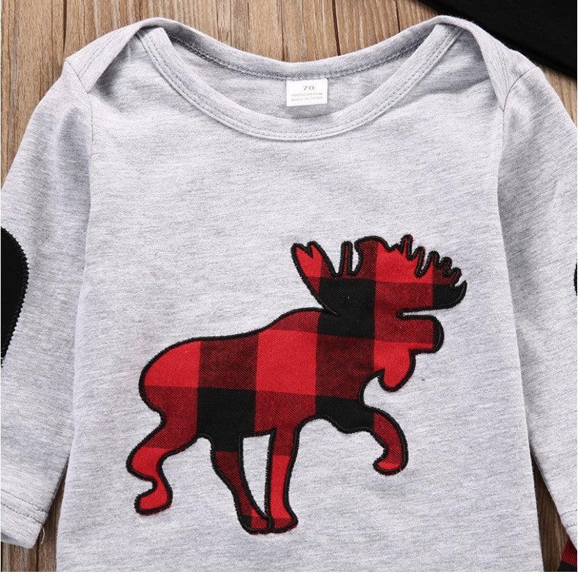 Plaid Moose 3-Pieces Set - Babyzy