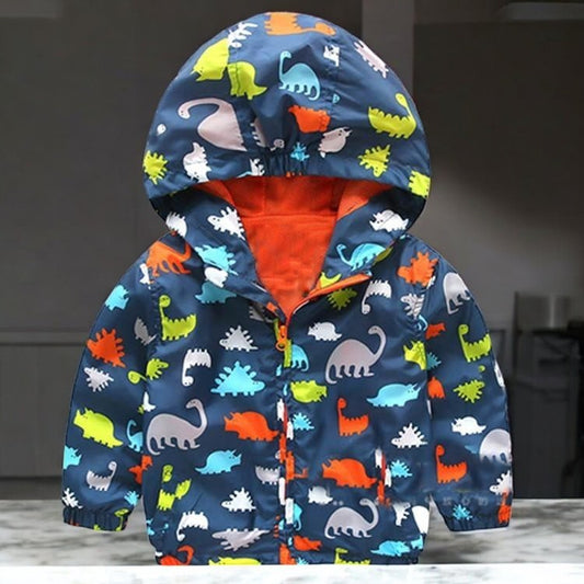 Rawr & Roam – Cartoon Dinosaur Zip-Up Jacket for Kids