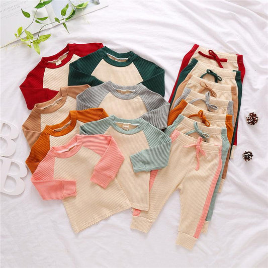 Hang Striped Multicolor Long-sleeved T-shirt And Trousers Suit - Babyzy