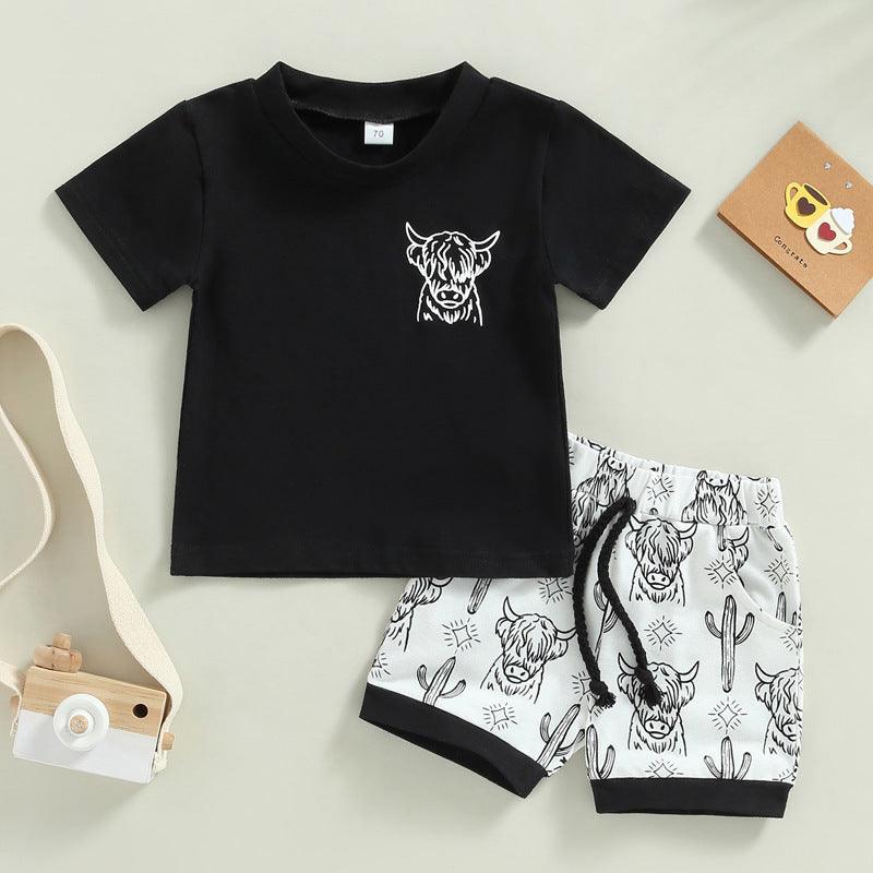 Moo-d Maker – 2-Piece Cow Print T-Shirt & Shorts Set for Kids - Babyzy