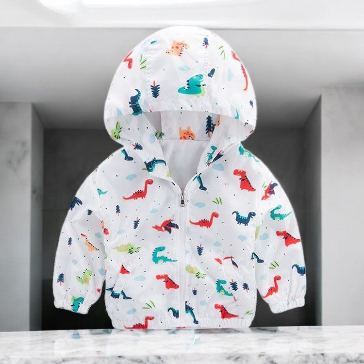 Rawr & Roam – Cartoon Dinosaur Zip-Up Jacket for Kids