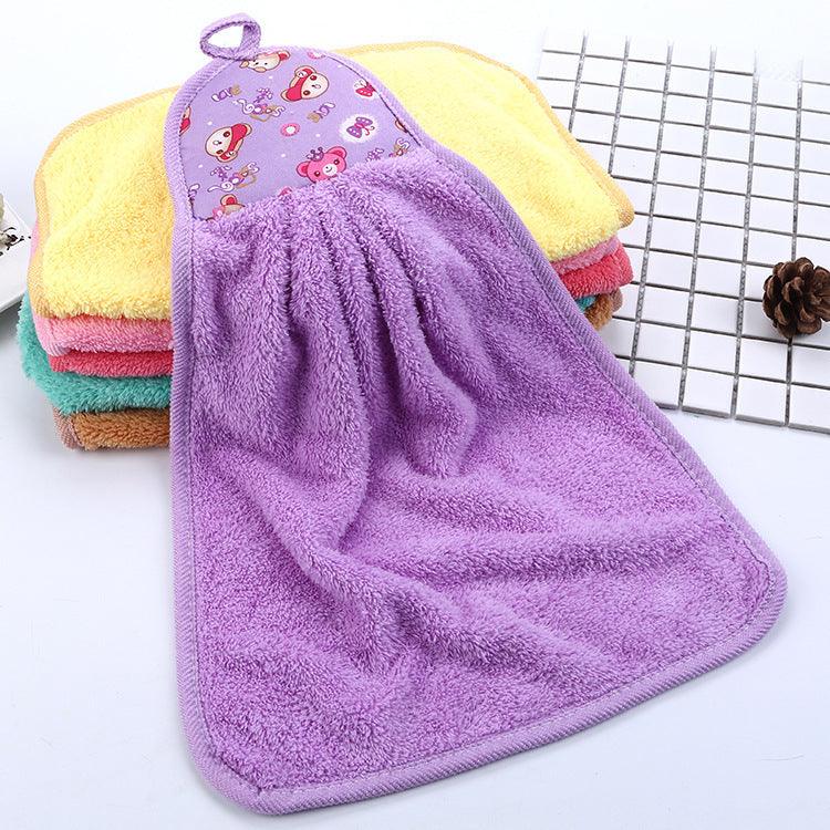 Water quick-drying hanging coral fleece hand towel - Babyzy