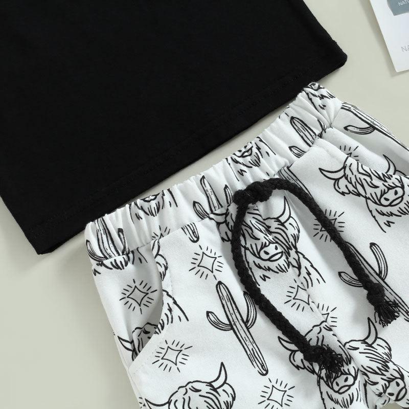 Moo-d Maker – 2-Piece Cow Print T-Shirt & Shorts Set for Kids - Babyzy