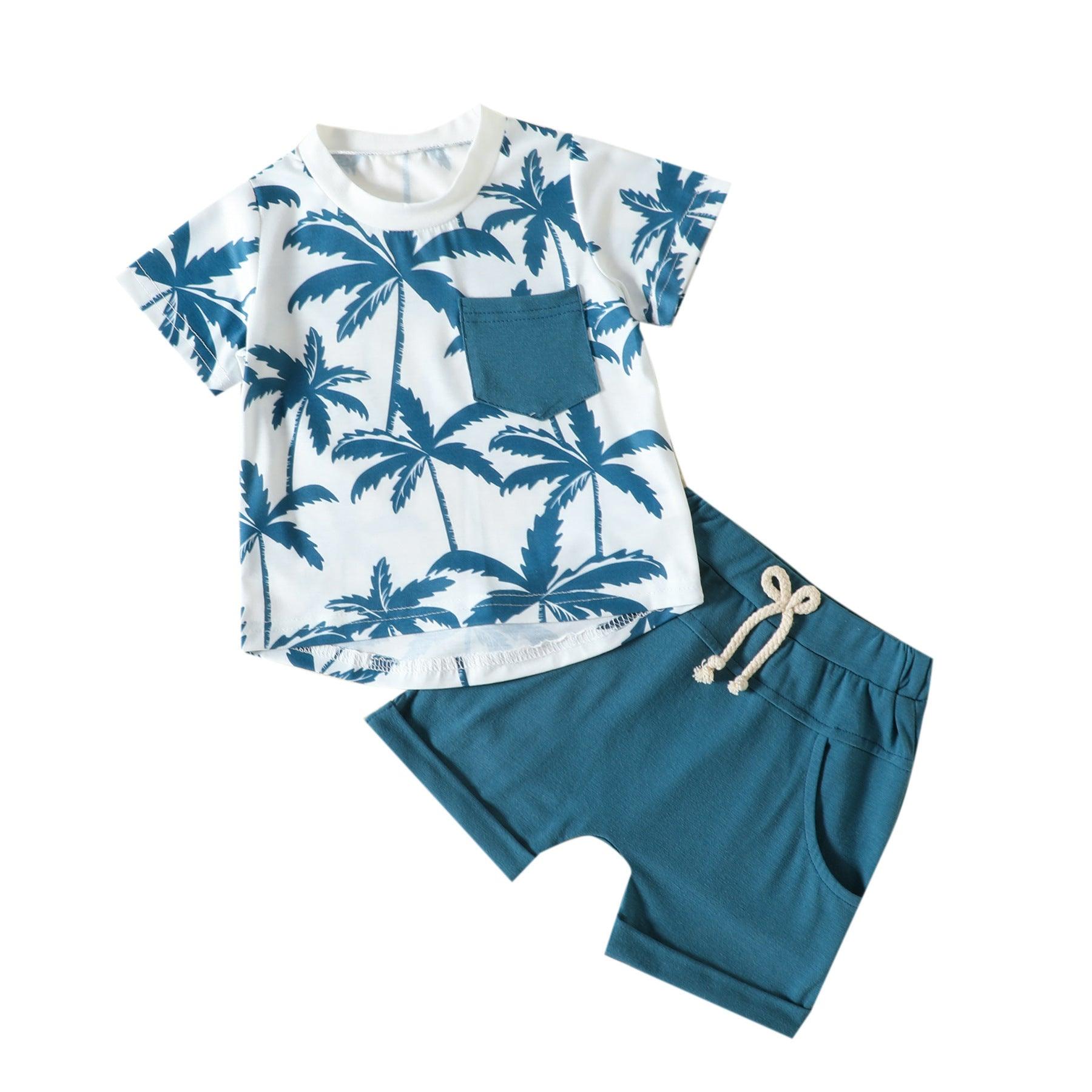 🌴 Tropic Explorer Set – Sports-Style T-Shirt & Shorts for Kids (Bold Jungle Print) - Babyzy