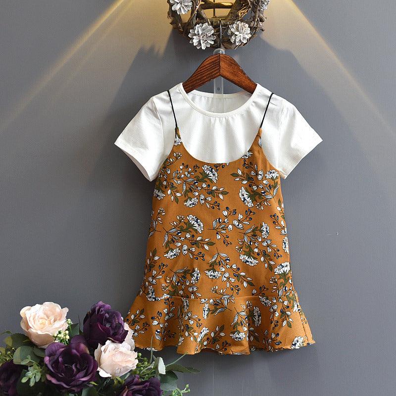 Sweetheart Style – 2-Piece Suspender Skirt & T-Shirt Set for Girls - Babyzy