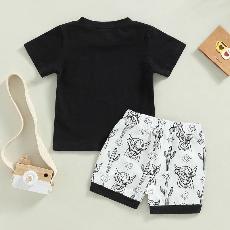 Moo-d Maker – 2-Piece Cow Print T-Shirt & Shorts Set for Kids - Babyzy