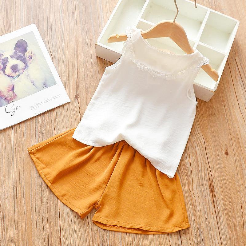 Sweetheart Style – 2-Piece Suspender Skirt & T-Shirt Set for Girls - Babyzy