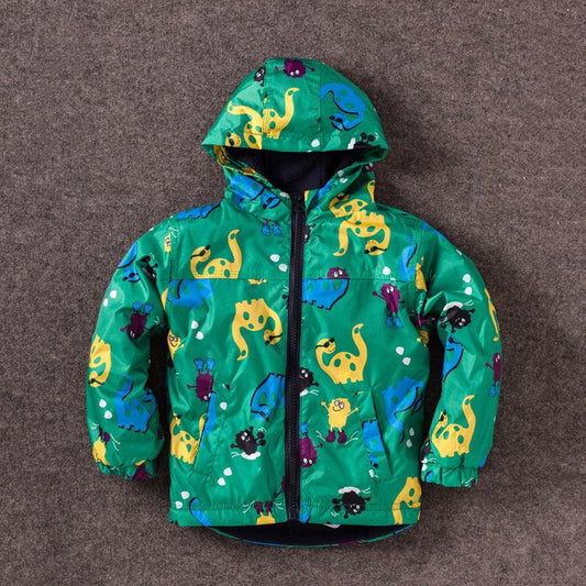 Dino Defender – Wind & Rainproof Hooded Jacket for Boys - Babyzy