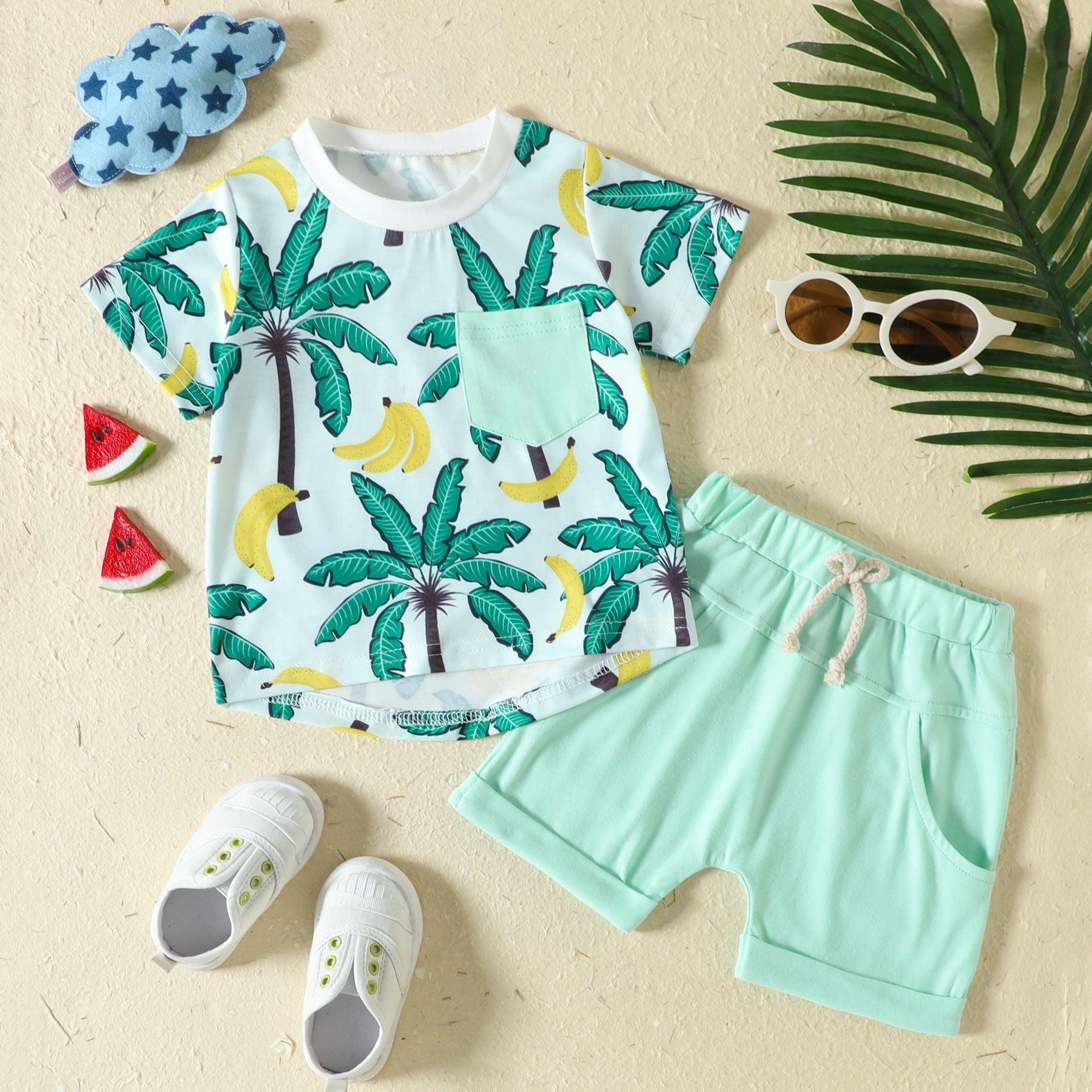 🌴 Tropic Explorer Set – Sports-Style T-Shirt & Shorts for Kids (Bold Jungle Print) - Babyzy