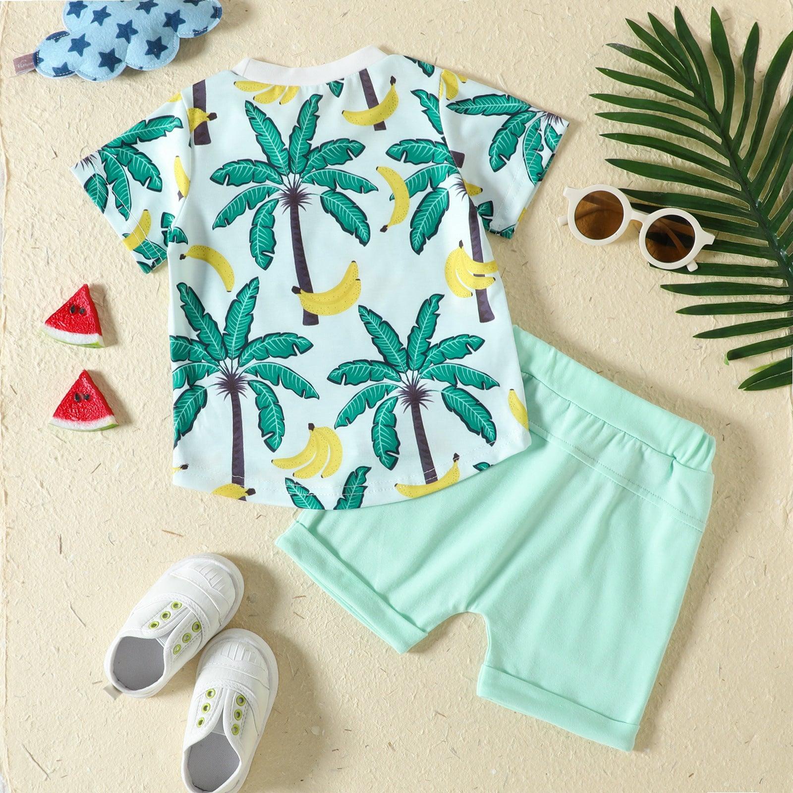 🌴 Tropic Explorer Set – Sports-Style T-Shirt & Shorts for Kids (Bold Jungle Print) - Babyzy